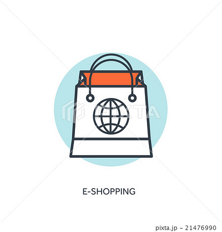 Flat lined shopping bag. Web shop. Flat lined shopping bag. Web shop. 21476990