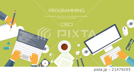 Vector illustration. Flat background. Coding 21479205