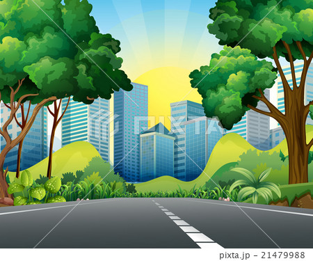 Scene with buildings and road 21479988