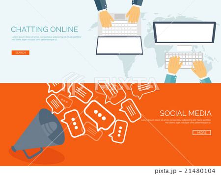 Vector illustration. Flat backgrounds set.  Social 21480104