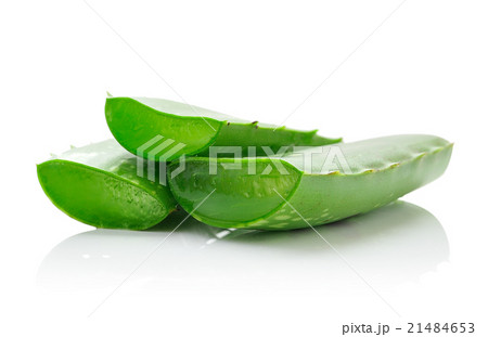 aloe vera fresh leaf. isolated over white 21484653
