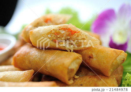 Fried Chinese Traditional Spring rolls food 21484978