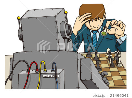 人間vsAI チェス対決のイメージイラスト 21496041