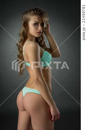 Beautiful underwear model posing looking at camera Beautiful underwear model posing looking at camera 21499781