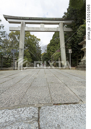 石清水八幡宮の三の鳥居と石畳 石清水八幡宮の三の鳥居と石畳 21501066