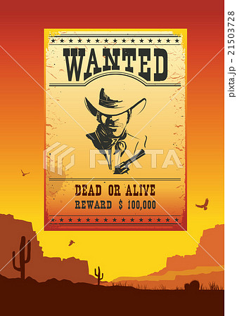Wanted poster on Wild west american desert 21503728