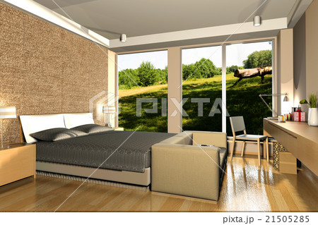 Interior of modern bedroom 3d rendering 21505285