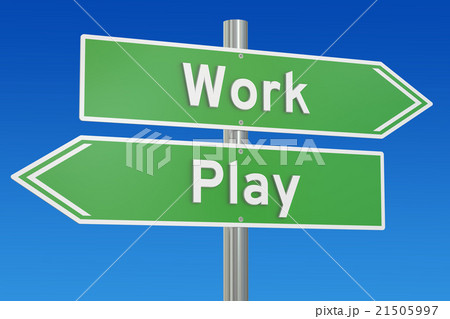 Work or Play concept on the road signpost 21505997