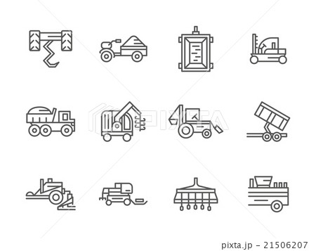 Farm machinery black line vector icons Farm machinery black line vector icons 21506207