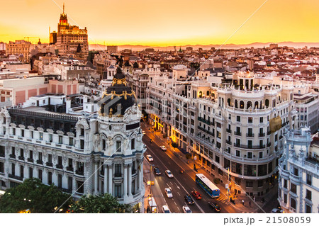 Panoramic view of Gran Via, Madrid, Spain. Panoramic view of Gran Via, Madrid, Spain. 21508059