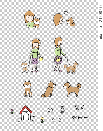 犬　散歩　イラスト 21508735