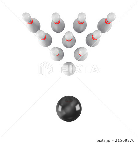 Bowling Ball crashing into the pins on white Bowling Ball crashing into the pins on white 21509576