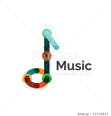 Music note logo, flat thin line geometric design Music note logo, flat thin line geometric design 21510925