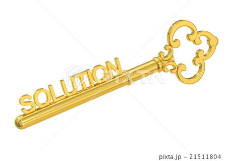 Solution concept with golden key, 3D rendering Solution concept with golden key, 3D rendering 21511804