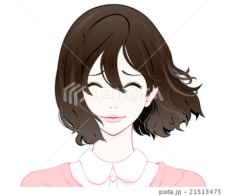 女性の表情 / 苦笑い / 春服 / なびく髪 21513475