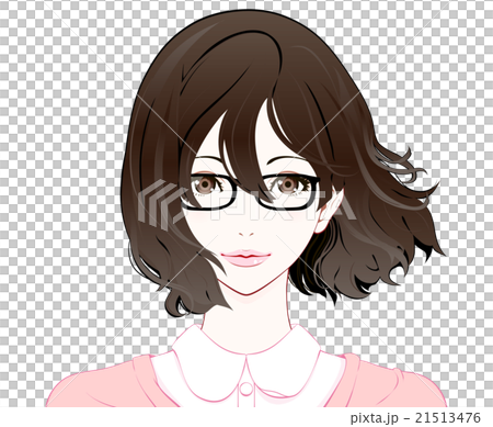 面部表情的女性穿著眼鏡/春季服裝/長發 21513476