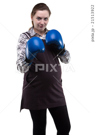Pregnant woman with boxing gloves 21513922