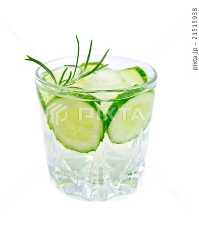 Lemonade with cucumber and rosemary in glass Lemonade with cucumber and rosemary in glass 21515938