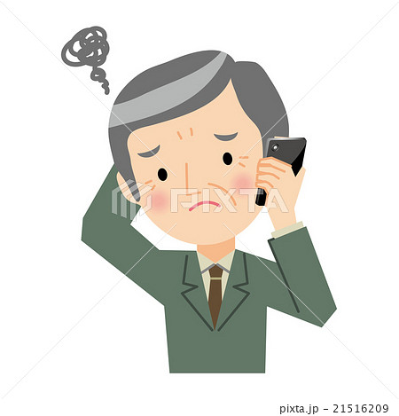 携帯で電話をしているシニア男性のイラスト素材