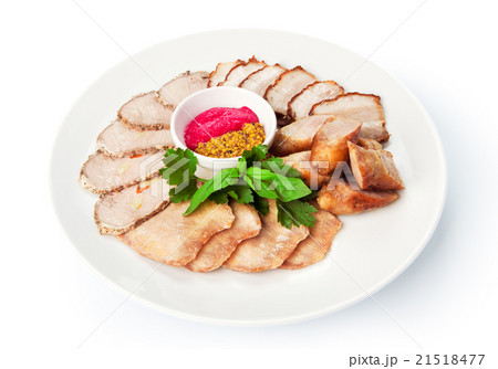 Restaurant food isolated - meat assortment plate 21518477