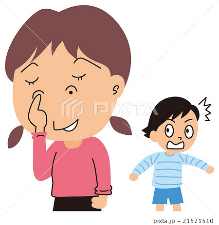 鼻くそをほじくる女の子のイラスト素材