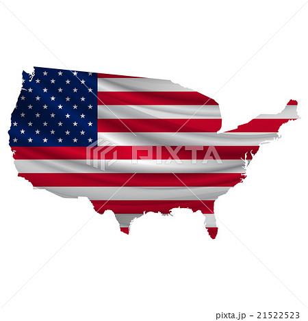 アメリカ 国旗 地図 アイコン のイラスト素材