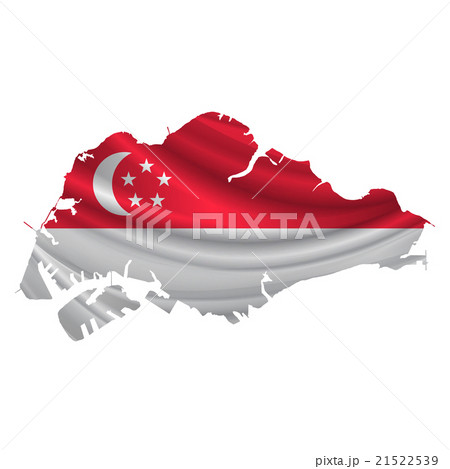 シンガポール 国旗 地図 アイコン のイラスト素材