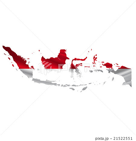 インドネシア 国旗 地図 アイコン のイラスト素材