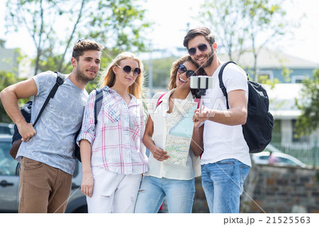 Hip friends taking selfie Hip friends taking selfie 21525563