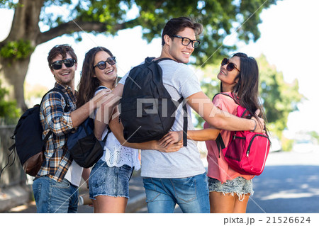 Hip friends walking and talking Hip friends walking and talking 21526624