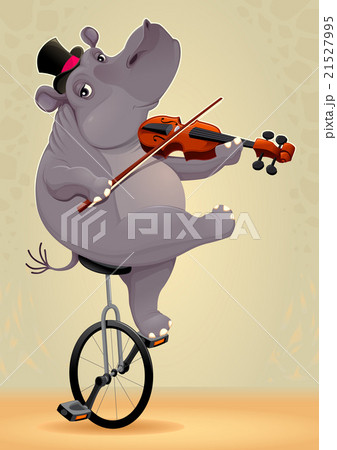Funny hippo on an unicycle Funny hippo on an unicycle 21527995