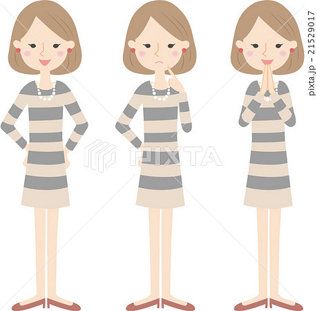 オシャレな女性　表情パターン 21529017