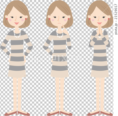 オシャレな女性　表情パターン 21529017