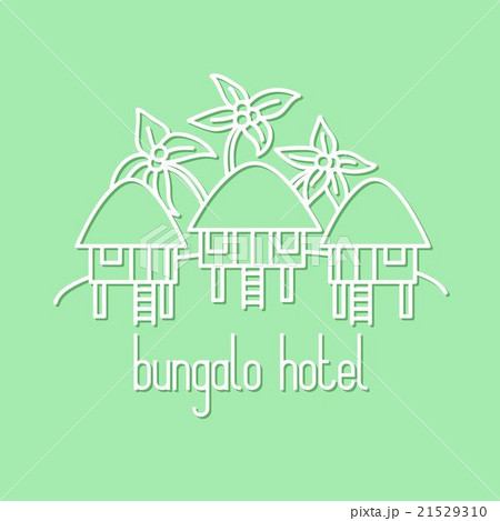 Graphic line art illustration of bungalow hotel のイラスト素材 ...