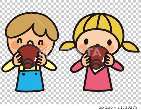 Children Drinking Miso Soup Stock Illustration