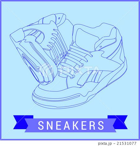 Vector Line Art Sneakers Illustrationのイラスト素材