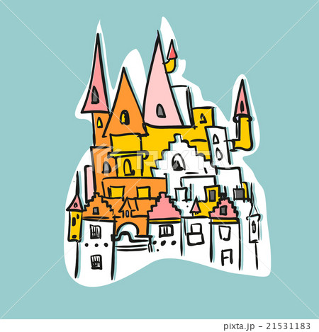 sketch Royal Castle with towers. Historical 21531183