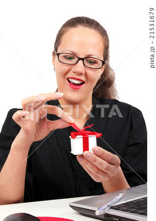 Surprised businesswoman with open mouth 21531679