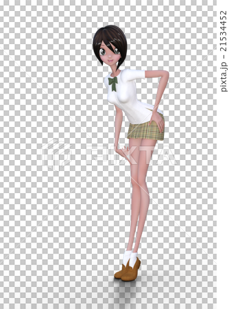 ポーズする女子高生 Prming3dcg イラスト素材のイラスト素材 ポーズする女子高生 Prming3dcg イラスト素材のイラスト素材