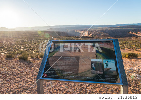 Description board for Horseshoe bend in Arizona 21536915
