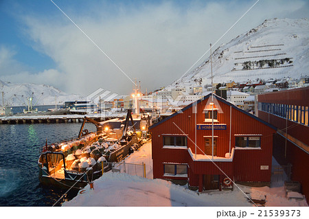 ホニングスヴォーグ港 北欧ノルウェーの写真素材