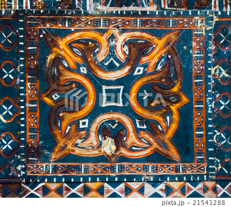 Tana Toraja, ancient colorful decoration on wood 21541288