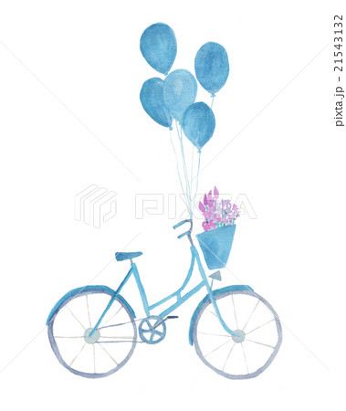 Watercolor Bicycle with balloons illustration Watercolor Bicycle with balloons illustration 21543132