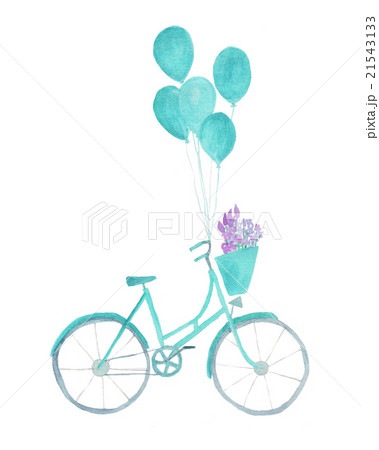 Cute bicycle with flowers watercolor illustration 21543133