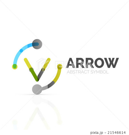 Linear arrow abstract logo, connected multicolored 21546614
