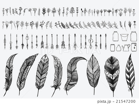 Hand drawn vintage design elements set including f 21547200
