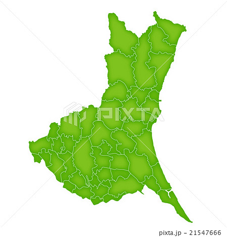 茨城 地図 緑 アイコン のイラスト素材