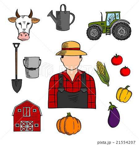 Farmer with agriculture and farming icons Farmer with agriculture and farming icons 21554207