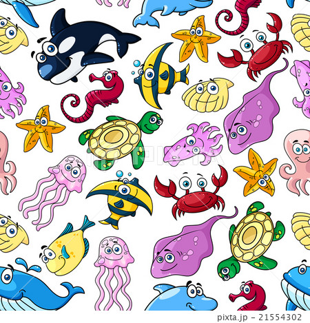 Cartoon sea animals seamless pattern 21554302
