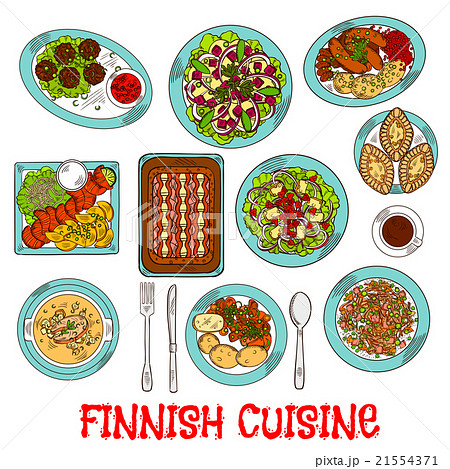 Finnish national cuisine dishes set 21554371